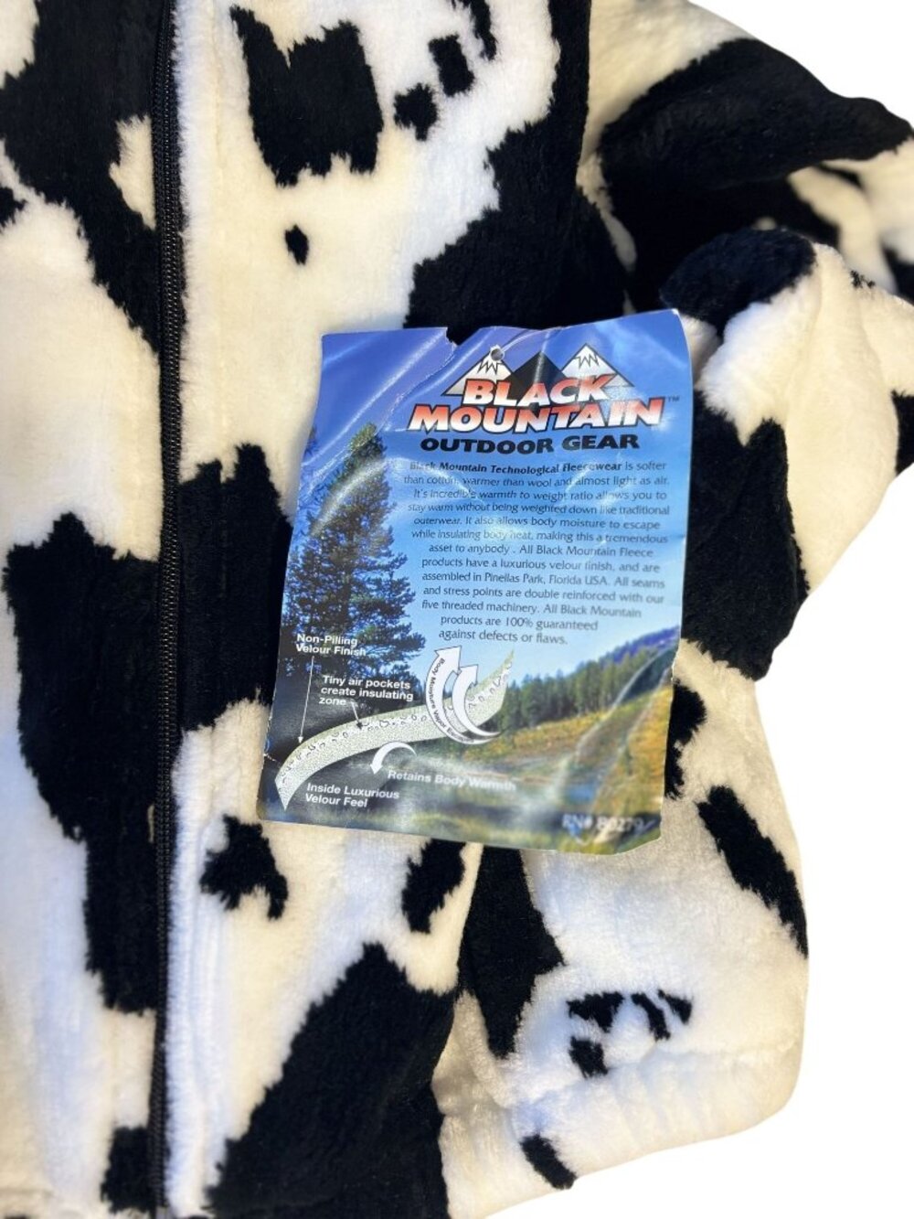 Black Mountain Outdoor Cow Print Fleece Jacket Youth XL Full Zip Warm Plush Soft - Picture 4 of 11
